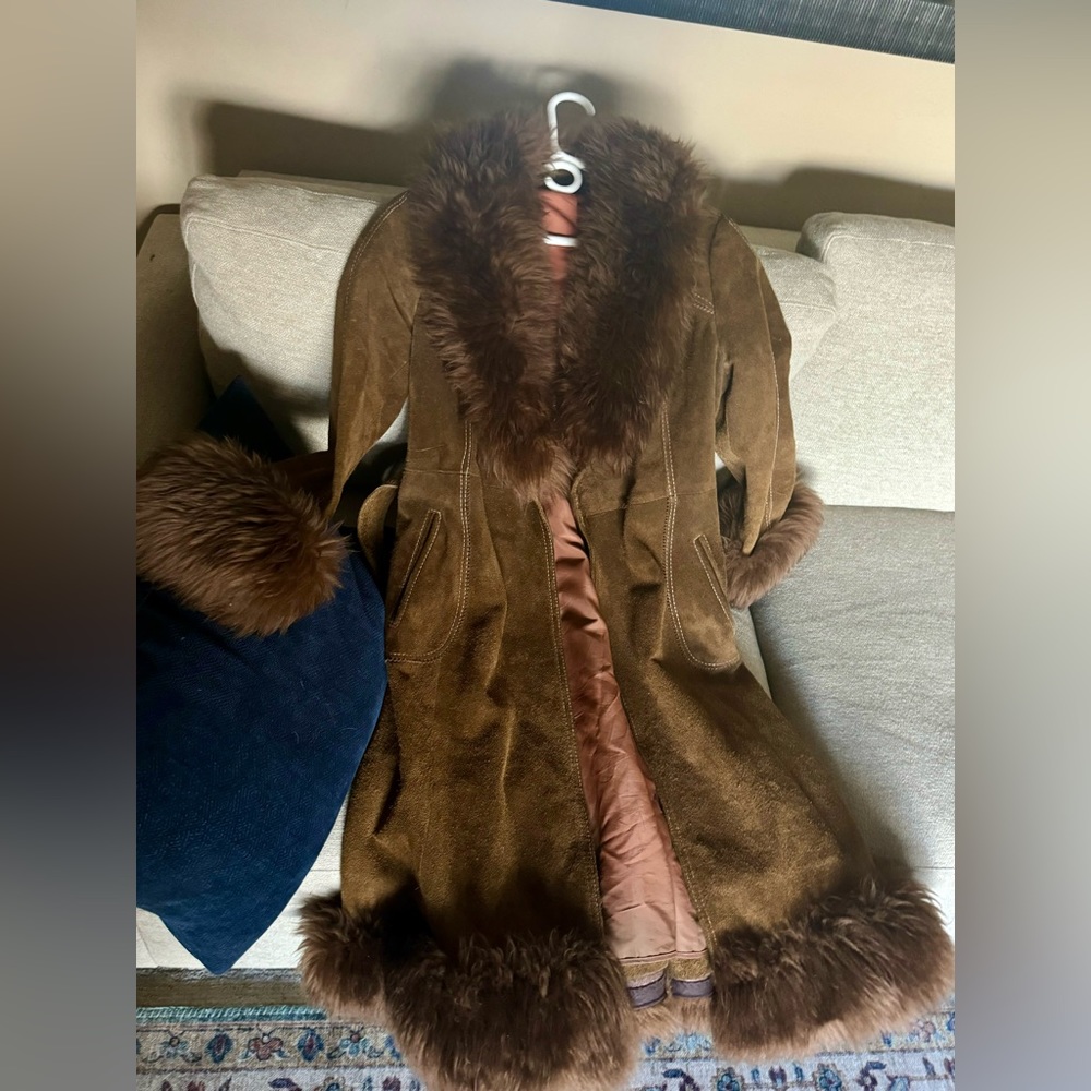SOLD DO NOT BUY Vintage Montana Fur and Leather Afghan 1970s Coat